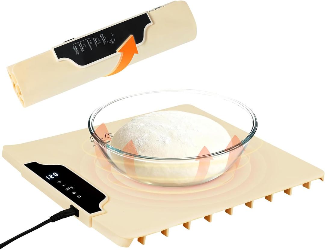 Sourdough Starter Warmer Proofer Mat with 85-210F Temp Control & 12H Timer, Full-Surface Fast Heating Silicone Sourdough Warming Mat for Sourdough, Baking, Yogurt, Kombucha, and Daily Home Use Small