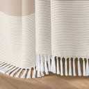 Boho Beige Shower Curtains for Bathroom Cotton Striped Shower Curtain with Tassel 72 X 72
