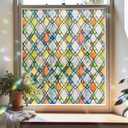 ADD.HERES Window Privacy Film, Stained Glass Decorative Static Cling, Removable Laser Sun Blocking Vinyl Covering,Window Film for Home Kitchen Living Room, Rainbow Crystal Shards, 29.5 x 78.7in