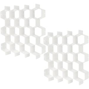 Poeland Drawer Divider Organizer 8pcs DIY Plastic Grid Honeycomb Drawer Divider White, 2 Pack