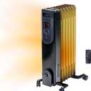 Comfort Zone 1500W Oil-Filled Radiator Heater  Portable Electric Space Heater with Remote, Digital Display, Adjustable Thermostat, Tip-Over & Overheat Protection, No Refill Needed, Black