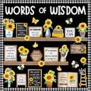 Mooliwe 57 Pcs Sunflower Bulletin Board Set Inspirational Flower Bulletin Board Decoration Positive Cutout Classroom Decoration for School Office Home Teacher Classroom Wall Supplies