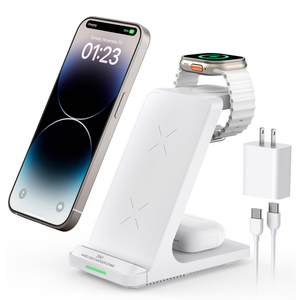Wireless Charging Station, 3 in 1 Fast Wireless Charger Stand for Multiple Devices Apple Watch Ultra Series 11 10 9 8 7 6 SE 5 4 3 2, iPhone 17 16 15 14 13 12 11 Pro Max/Plus/Air/X/XS/XR/SE, Airpods