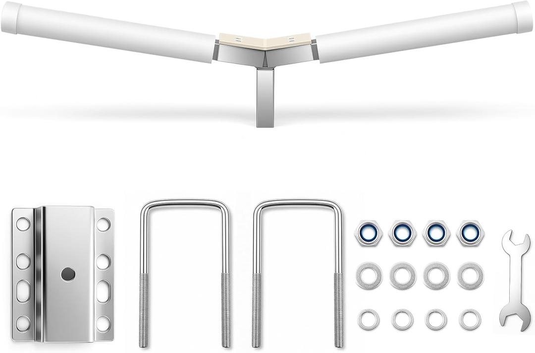 Lounsweer Boat Trailer V Guide Kit for 3" x 3" Front Cross Member, 2 Layer Hot Dipped Galvanized Steel with HDPE Plate, Includes Bracket and U Bolts for Bow Rest Centering Support Marine Saltwater