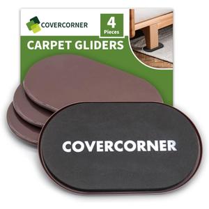 Furniture Sliders for Carpet 4 PCS - 9 1/2 inch Furniture Moving Slider Chair Legs Floors Protectors Move Your Furniture Easy & Safely (for Carpet) Brown
