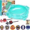 COCOFOX Battling Top Burst Toy Set Game Complete Battle Game Set with Stadium, 6 Battling Tops and 2 Launchers, Toys for 6 Year Old Boys & Girls & Up Green