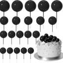 ASTARON 20 Pcs Ball Cake Topper Decorations Mini Balloons Cake Toppers Sticks Black Balls Cake Picks Cake Topper Balls for Graduation Birthday Cake Decorations