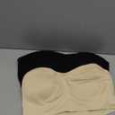 ANGOOL Strapless Bras for Women Wirefree Non-Slip Tube Top Invisible Bralette Seamless Padded Bandeau Bra Size M Black+Beige