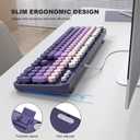 Atelus Computer Keyboard Wired, Plug Play USB Keyboard with Large Number Pad, Caps Indicators, Foldable Stands, Full Size Keyboard for Windows PC Laptop (Purple)