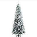 7.5ft Snow-Flocked Hinged Artificial Christmas Pencil Tree w/1189 Mixed Tips