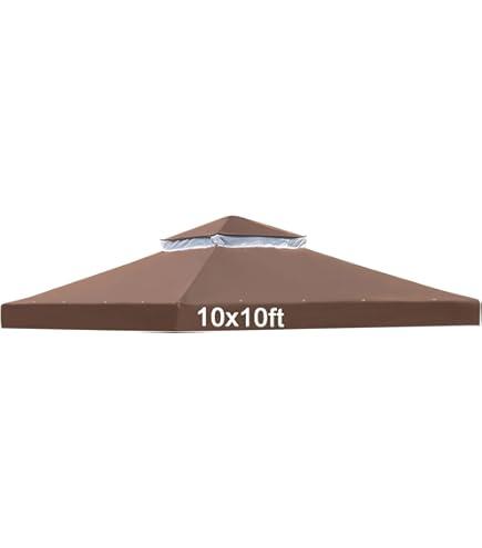 ShowyLive 10x10 Canopy Replacement Top - Gazebo Replacement Canopy, Replacement Canopy Top 10x10 Brown