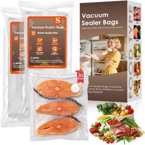 Reusable Vacuum Sealer Bags for Food  30 Small (8 x 10 in) For Elxis Vacuum Sealer (Without Vacuum Sealer)