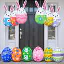 12 Pcs Inflatable Easter Eggs Outdoor Decorations, Large Blow up Easter Egg Decorations for Front Door, Porch or Garden, Easter Holiday Atmosphere, Celebrate Easter in Style