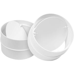 2pack 6"" Inch Round Duct Connector - Plastic Air Backdraft Damper - Backflow Stopper - One-Way Airflow Duct Insert for Extractor Fans, White (6'' Male with Shutter - 2PK)
