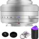TTARTISAN AF 27mm f2.8 APS-C Frame Lens Ultra-Compact Pancake Lens for Fuji X Mount Cameras for Fujifilm XS10 X-E4 X-T10 X-T20 X-T3 X-T4 X-T100 X-T200 X-T30 X-Pro1 X-Pro2 X-Pro3 X-E1-Silver