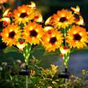 Solar Garden Lights 4 Pack Solar Swaying Bee Lights with Sunflowers, Gifts for Mom Women Mothers Day, Waterproof Firefly Flower Light for Outdoor Decor, Fall Decoration for Patio Yard Landscape
