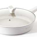 THE ROCK SOHO 11-Inch Non Stick Frying Pan with LidNothing Sticks, Never Warps, Lasts Longer, Ceramic Non Toxic Skillet with Heat-Resistant Handle, PTFE PFOA&PFAS Free, Dishwasher Safe, Cream
