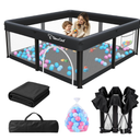 TOREVSIOR Foldable Baby Playpen with Mat, 50"50" Collapsible Play Pen for Babies and Toddlers, Indoor & Outdoor Kids Safety Play Pen, Portable Play Yard, Foldable Baby Playpen 