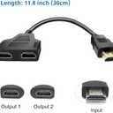 2 x BATU HDMI Splitter Adapter Cable - Hdmi Splitter 1 in 2 Out Male to Dual Female 1 to 2 Way for HD, LED, LCD, TV, Support Two The Same TVs at The Same Time Mirror Only