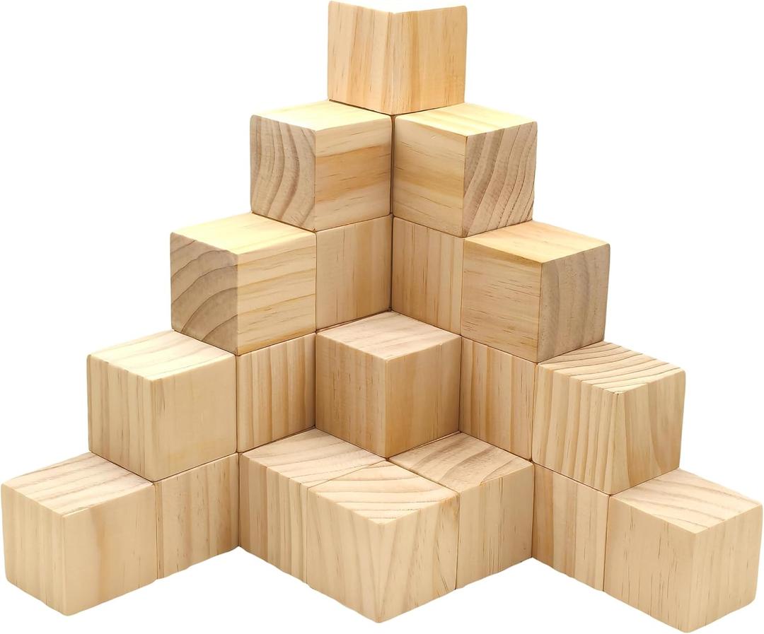 Set of 30 2 Inch Smoothed Wooden Cubes, Unfinished Wood Blocks for Crafts, Wood Square Blocks for Crafts, Shower Blocks to Decorate.