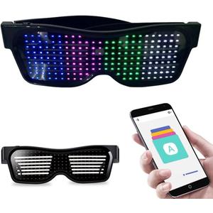LED Glasses,light Up Glasses, Customizable Bluetooth LED Glasses, Halloween Glasses for Party, APP Control LED Display Smart Glasses for Nightclub, Festivals, Raves, Christmas for Adults over 18