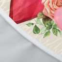 Valentines Day Cute Dog Round Tablecloth Fitted Best for 40"-44" Pink Floral Table Cloth Elastic Edge Water-Resistant Washable Love Heart Decoration Table Cover for Party Picnic Indoor Decor