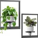 VEILS Wall Planters for Indoor Plants, 3D Floating Wall Mounted Shelf for Home Decor, Black Frame Plant Holder Stand, Modern Housewarming Gift Set for Living Room, Bedroom, Bathroom, Office, 2PCS