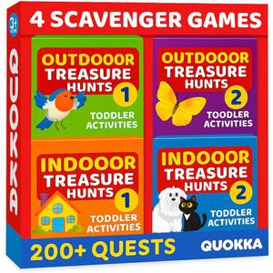 QUOKKA Scavenger Hunt Game for Toddlers 3-5 - 200 Toddler Activities Outdoor Indoor Cards Game Set - Fun Educational Play for Preschool Boys and Girls and Early Development