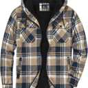 SCODI Men's Flannel Jacket Sherpa Lined Hoodies Zip Up Fleece Plaid Shirt Jackets Winter Outdoor Coat Warm Outwear (X-Large, Blue Khaki)