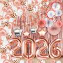 KatchOn, Rose Gold Birthday Decorations Set - Huge Pack of 145 | Rose Gold Fringe Backdrop, Balloons, Garland for Birthday Decorations, Graduation Decorations 2026 | Graduation Eve Party Supplies