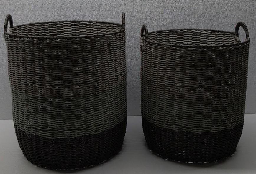 Set of 2 Round PP Woven Storage Basket