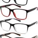 Reading Glasses for Men 4-Pack Stylish Computer Readers with Spring Hinges, Anti Glare/ Eye Strain Filter UV Ray Blue Light Blocking Two-Tone Reader Eyeglasses, +2.0 Magnification Strength