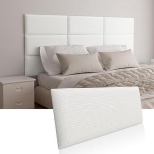 Upholstered Wall-Mounted Headboard, Acoustic Panel, Peel and Stick Padding, Beige Dorm Towel Fabric, 4-Pack
