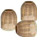 Set of 3 Rattan Lamps Shades, Boho Hanging Lamp Shades, Lamp Covers Replacement for Pendant, Table Floor Lamps Chandelier, Wall Sconces, 1.53in Fitter 6.3 in Height (Cream, Beige)