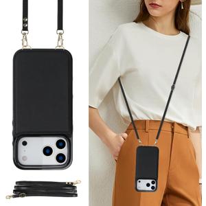 Wallet Case Compatible with iPhone 17 Pro, RFID Blocking Card Holder Magnetic Flip Folio Purse, Shockproof Leather Cover with Crossbody Strap Case for iPhone 17 Pro 6.3'' 2025 Black