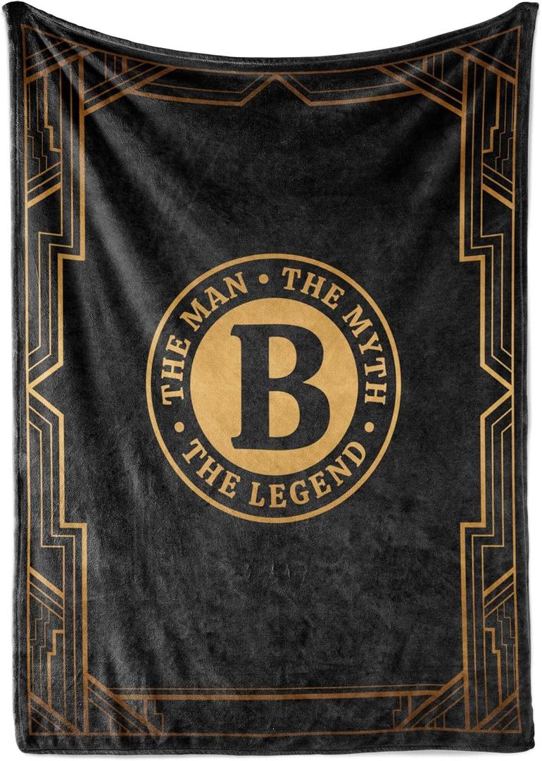 InnoBeta Gifts for Men, Initial Mens Gifts for Him, Birthday Gift Ideas, Mens Blanket, 300gsm Flannel Throw Blanket Gift for Dad, Grandpa, Husband, 50"x 65", B