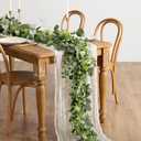 Ling's Moment Flower Garland - 6FT Eucalyptus & Greenery - Sweetheart Table Decor for Wedding Reception, Artificial Floral Garland for Mantle, Spring Garden Ceremony, Christmas Decoration, Green