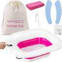 Sitz Bath, Electric Sitz Bath for Hemorrhoids, Sitz Bath for Toilet Seat, Postpartum Care Pan for Women, Yoni Hip Bath Basin, Sits Bath Soak Salts Tub, Vaginal Wash Bowl, Foldable, Pink