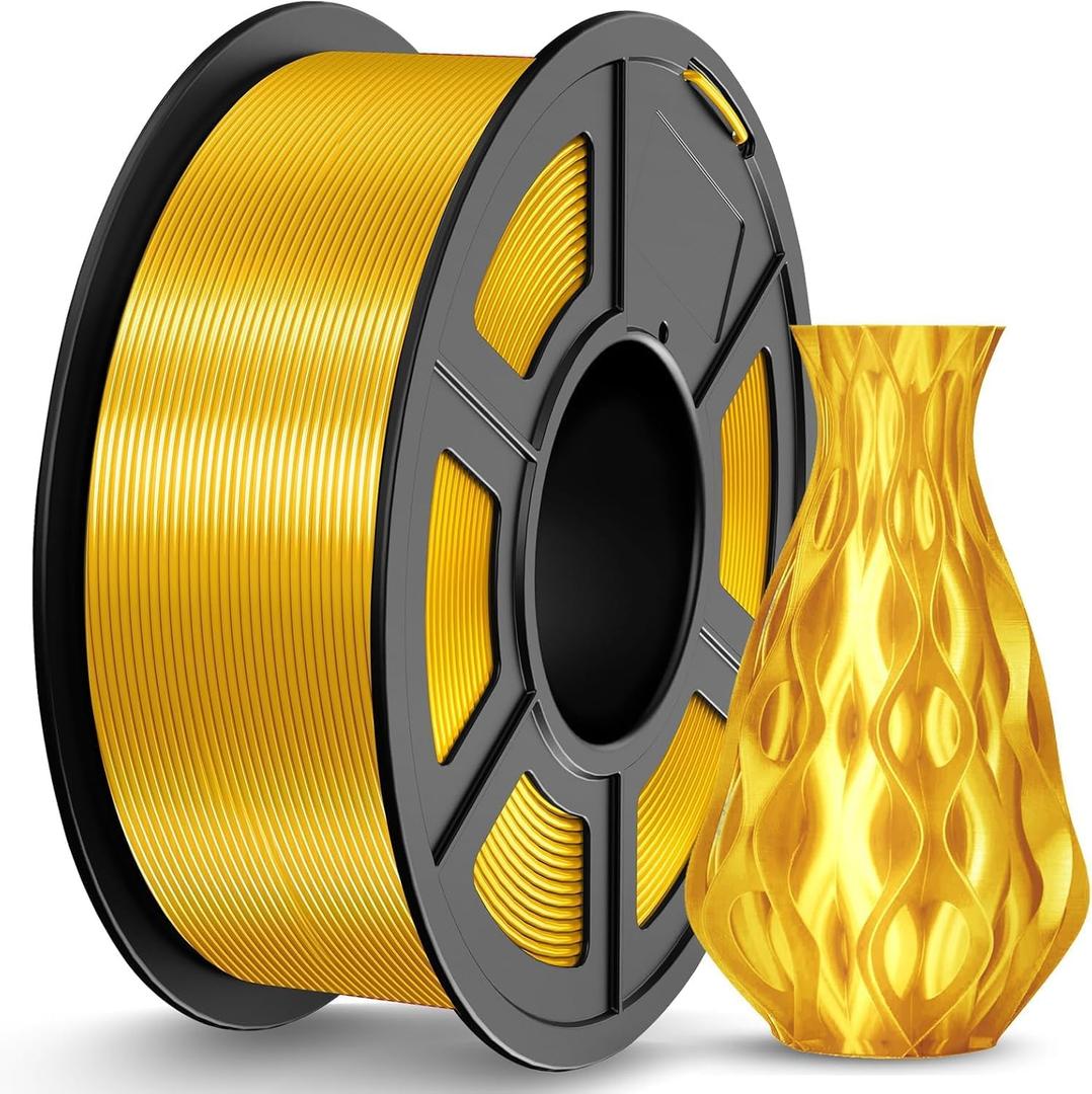 JAYO Silk PLA Filament 1.75mm Gold 1.1kg, Metal-Like Shiny PLA, Smooth Silky Finish, Easy to Print, Accuracy +/- 0.02mm, Fits for Most FDM 3D Printers