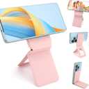 Phone Stand, Foldable Magnetic Phone Tripod, Angle Adjustment & Strong Magnets PU Leather Phone Stand, Compatible with All Smart Phone 16/15/14/13/12(Pink)