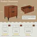 Wood Night Stand Set 2 Fluted Dresser for Bedroom 2 Drawers End Tables Nightstands Set of 2, Storage Modern Bedside Table Set of 2, Walnut Nightstand