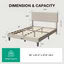 Novilla Queen Bed Frame with Headboard, Bed Frame Queen Size with Wood Slats Support, Linen Upholstered Pull-Point Headboard, No Box Spring Needed, Metal Support Heavy Duty Feet, Easy Assembly, Beige