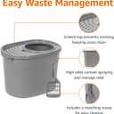 Amazon Basics Large Cat Litter Box with High Sides, Top Entry, Odor Control, Includes Scoop, 20.5 x 14.75 x 14.38 inches, Grey