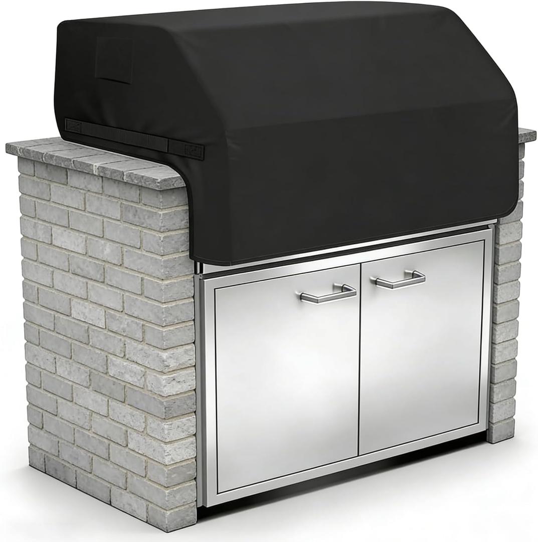 Built-in Grill Cover 38 Inch for Outdoor Island Grill, 600D Premium Built in Barbecue Grill Top Cover with Straps for Napoleon, Bull, Blaze, KitchenAid, Coyote etc, 38" x 28"x 24"