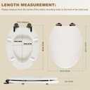 Angel Shield Elongated Wooden White Toilet Seat Quiet Close 18.5" | Quick Release Metal Hinges, Adjustable Fit for Standard Elongated Toilets, Easy to Install&Clean