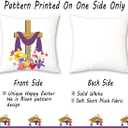 JOJOGOGO He is Risen Easter Decor Throw Pillow Covers 18x18 Set of 4, Religious Easter Decorations Pillow Covers 18 x 18, Christian Home Decor Gifts Purple Throw Pillows for Couch and Bed