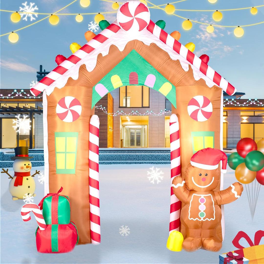Nervure 10FT Christmas Inflatable Archway with Gingerbread Man - Christmas Inflatables Outdoor Decorations with LED Lights Built-in Perfect for Xmas Yard Garden Indoor Outdoor Decorations