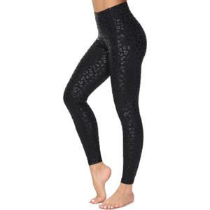Dragon Fit Compression Yoga Pants Power Stretch Workout Leggings with High Waist Tummy Control (X-Large, Black Leopard/Full Length)