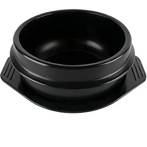 Korean Cooking Korean Stone Bowl By Whitenesser, Stone Pot Sizzling Hot Pot for Bibimbap and Soup (Large, No Lid) - Premium Ceramic with Melamine Tray (52.3 OZ) (17.5cm)