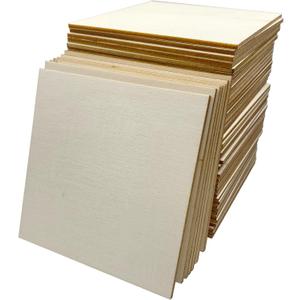 50 Pcs Wood Squares,4 x 4 Inch Unfinished Wood Crafts Woodsheet for Wooden DIY Ornaments Scrabble Tiles Engraving Home Decorations